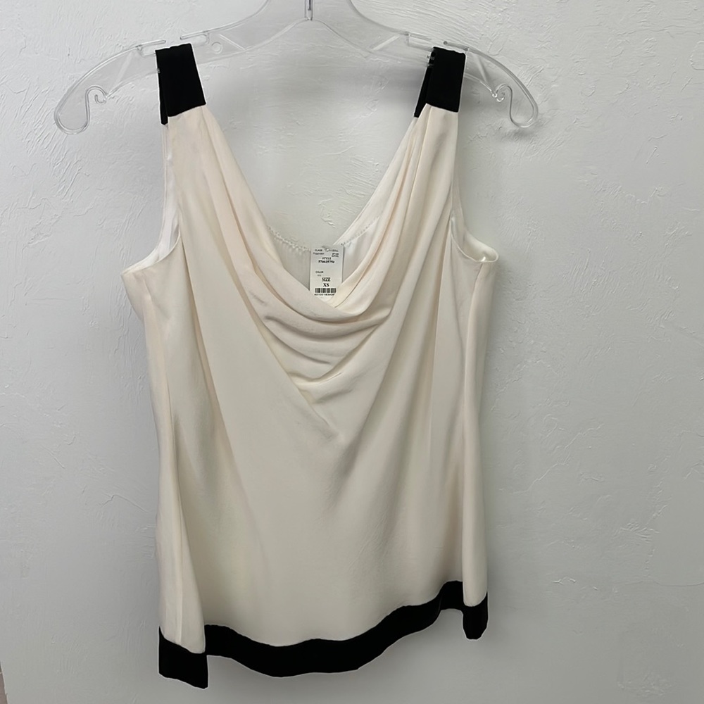 NWT WHBM Silk Off White Cowl Sleeveless Blouse Tank Top Camisole XS